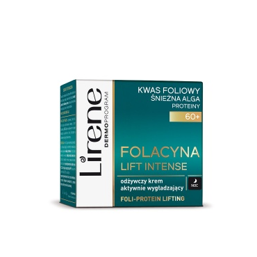 LIRENE -  Lirene Folacyna Lift Intense Odżywczy krem aktywnie wygładzający na noc 60+ Kwas foliowy Śnieżna alga Proteiny